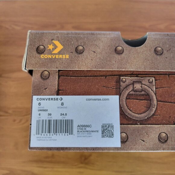 ⭐Converse x Dungeons & Dragons Chuck Taylor All Star Hi Black Red Mens 6 A09886C - Picture 7 of 10